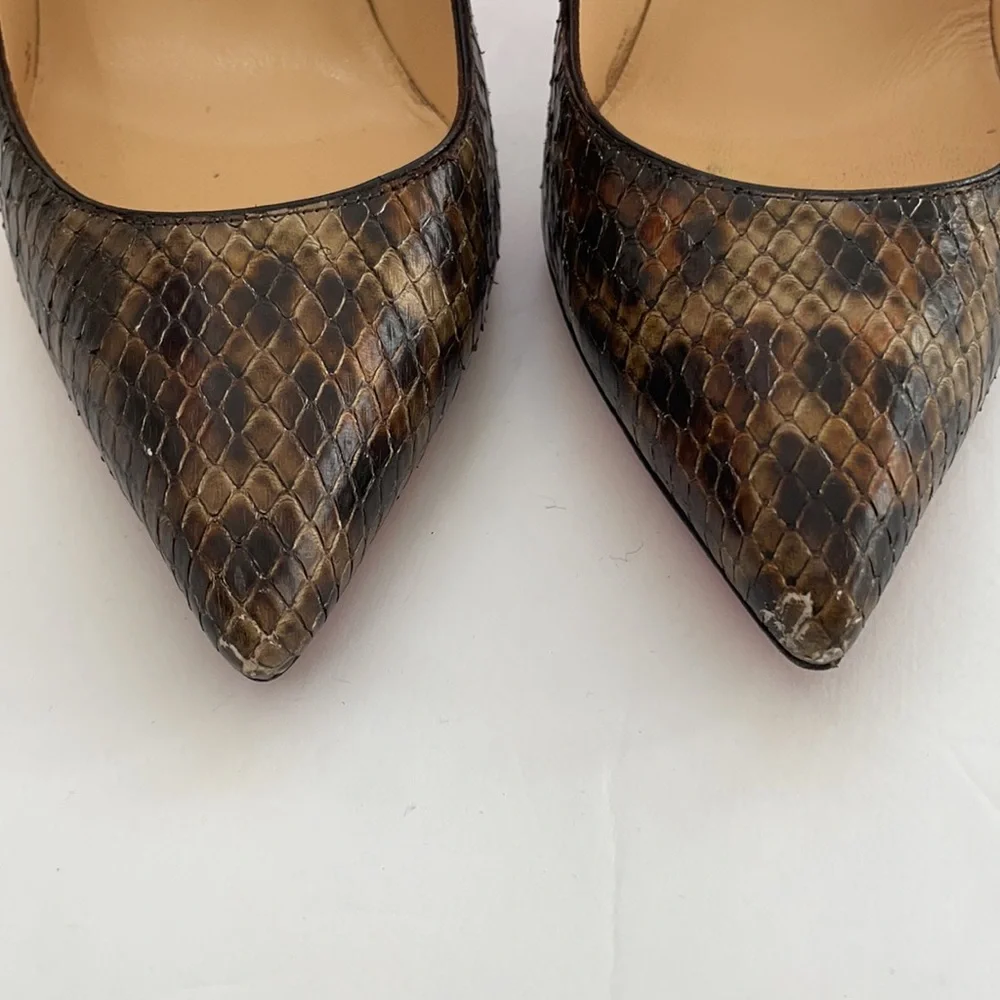 Christian Louboutin Pigalle Follies 100 python leo multi stiletto pumps 40 - Picture 3 of 12